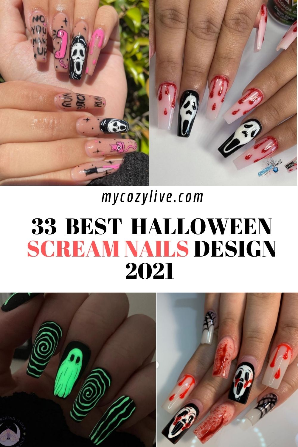 Spooky Scream nails design for Halloween nails 2021