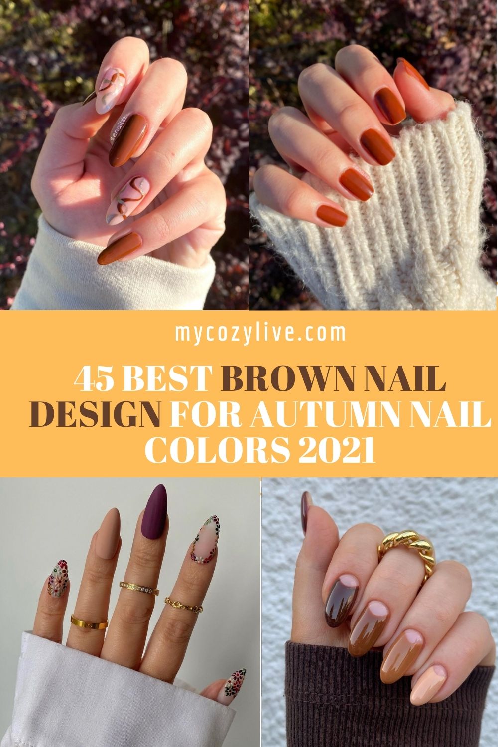 Best Brown nails design ideas for Short Fall nail colors 2021