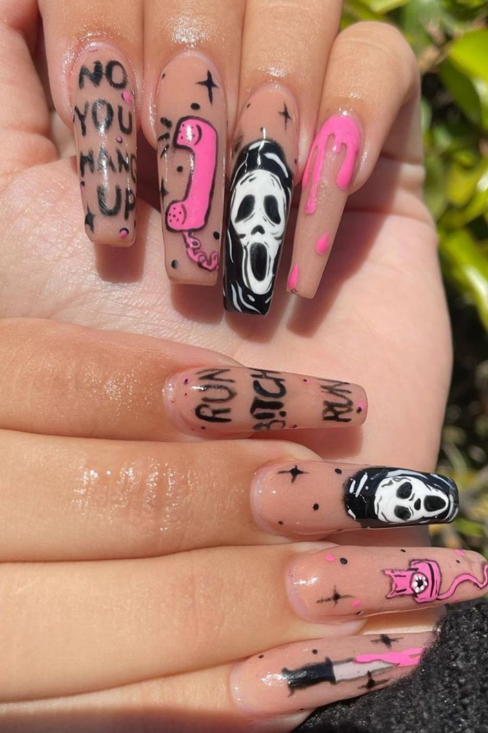 Spooky Scream nails design for Halloween nails 2021