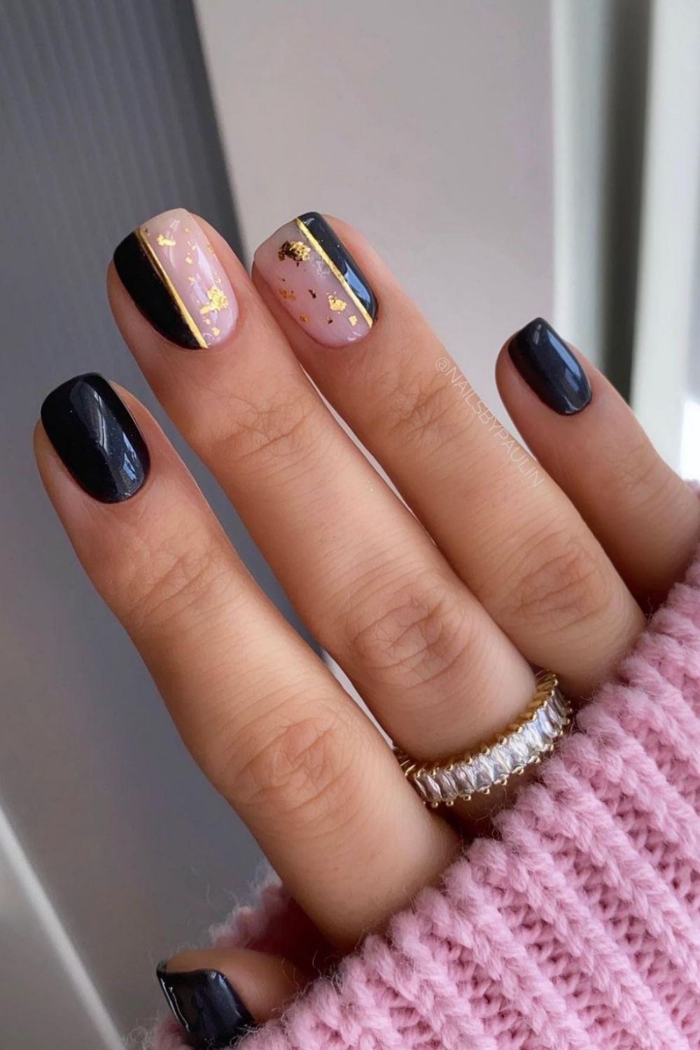 43 Best Black Acrylic Nails Designs in Short square nails for 2021 