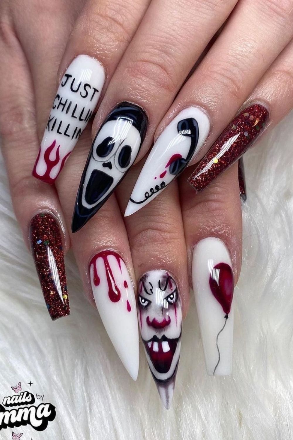 Spooky Scream nails design for Halloween nails 2021