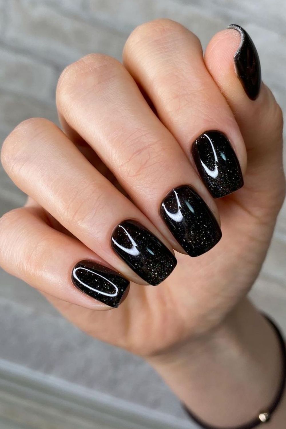 43 Best Black Acrylic Nails Designs in Short square nails for 2021 