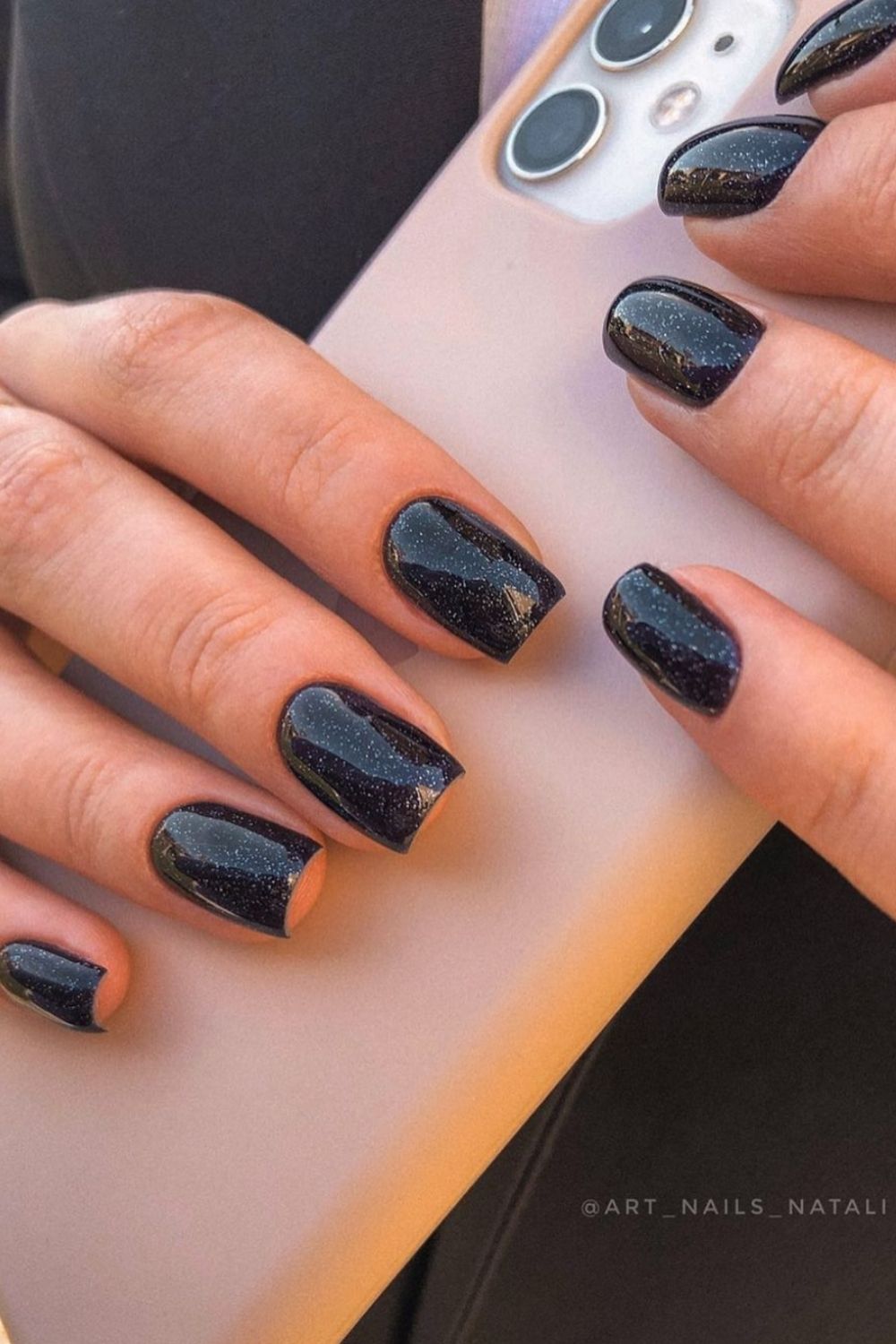 43 Best Black Acrylic Nails Designs in Short square nails for 2021 