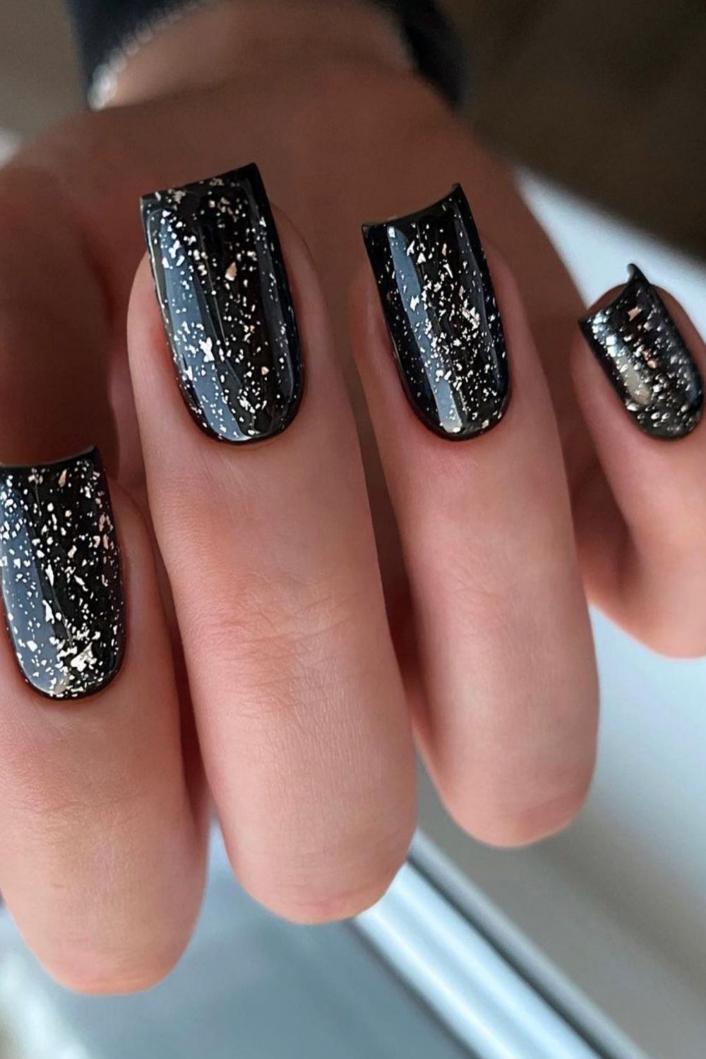 43 Best Black Acrylic Nails Designs in Short square nails for 2021 