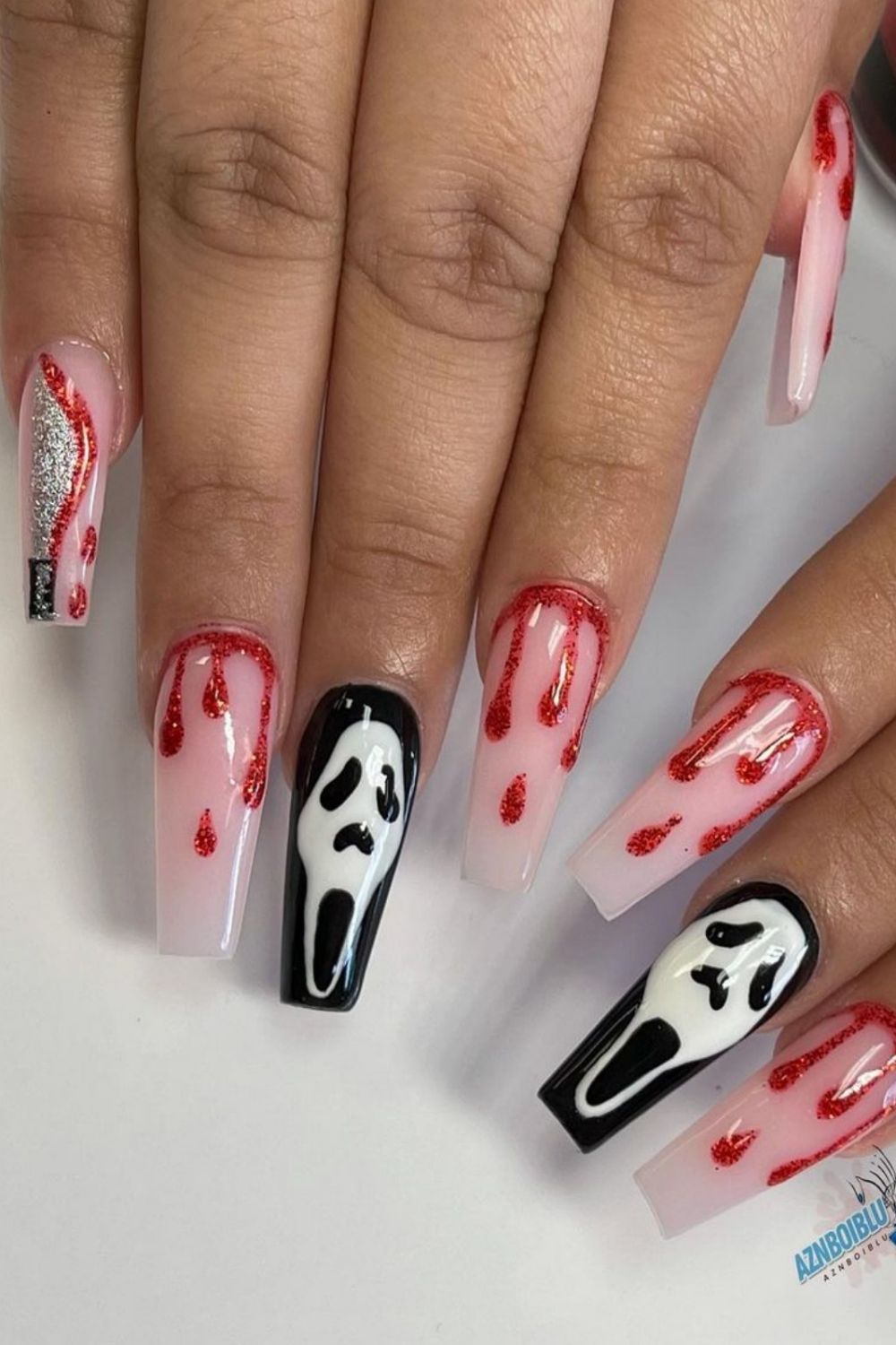 Spooky Scream nails design for Halloween nails 2021