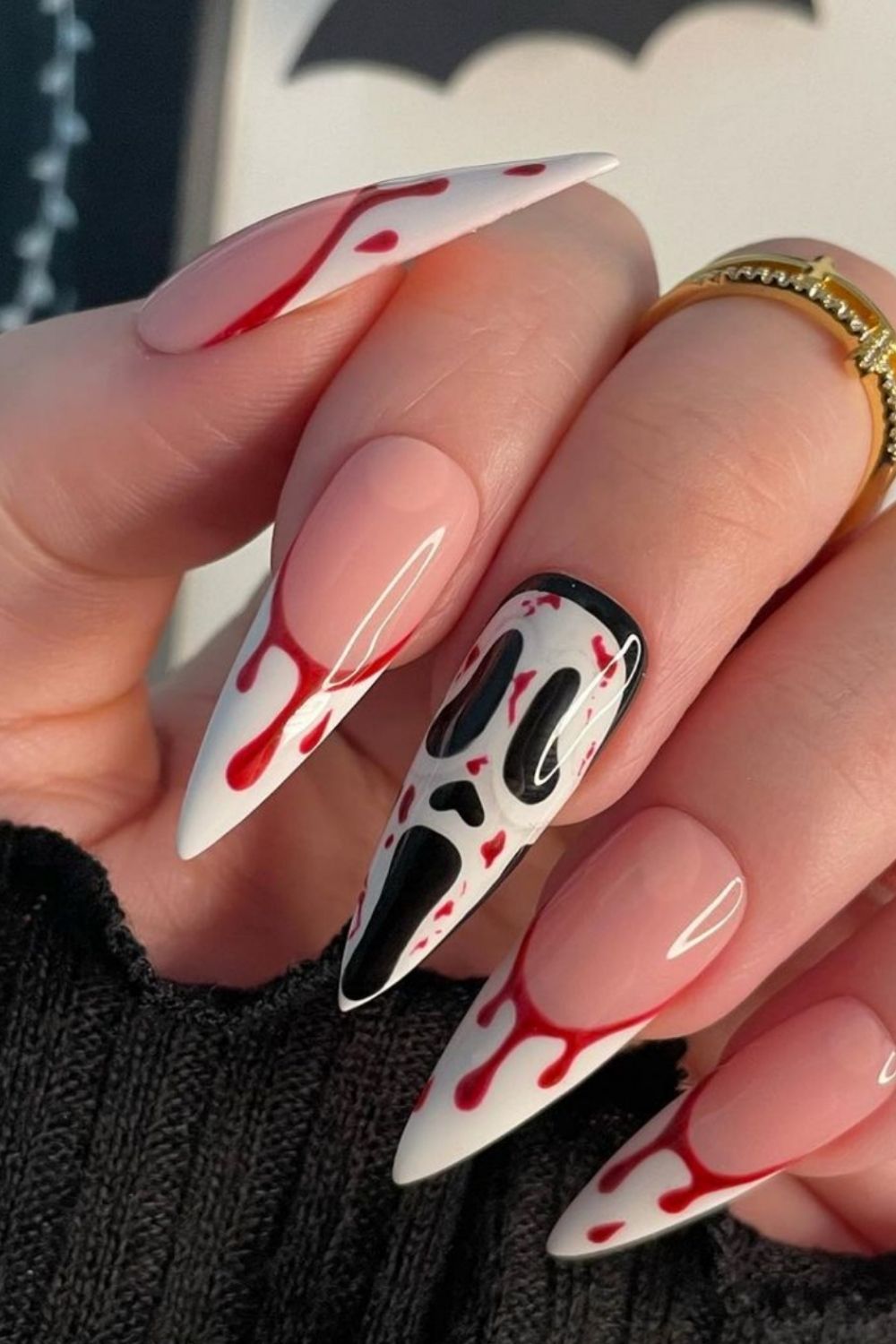 Spooky Scream nails design for Halloween nails 2021