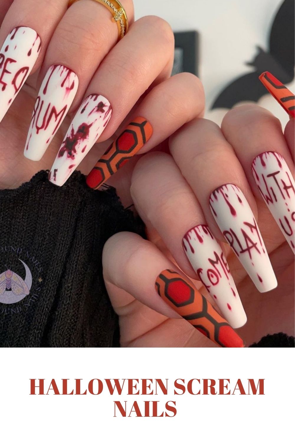 Spooky Scream nails design for Halloween nails 2021
