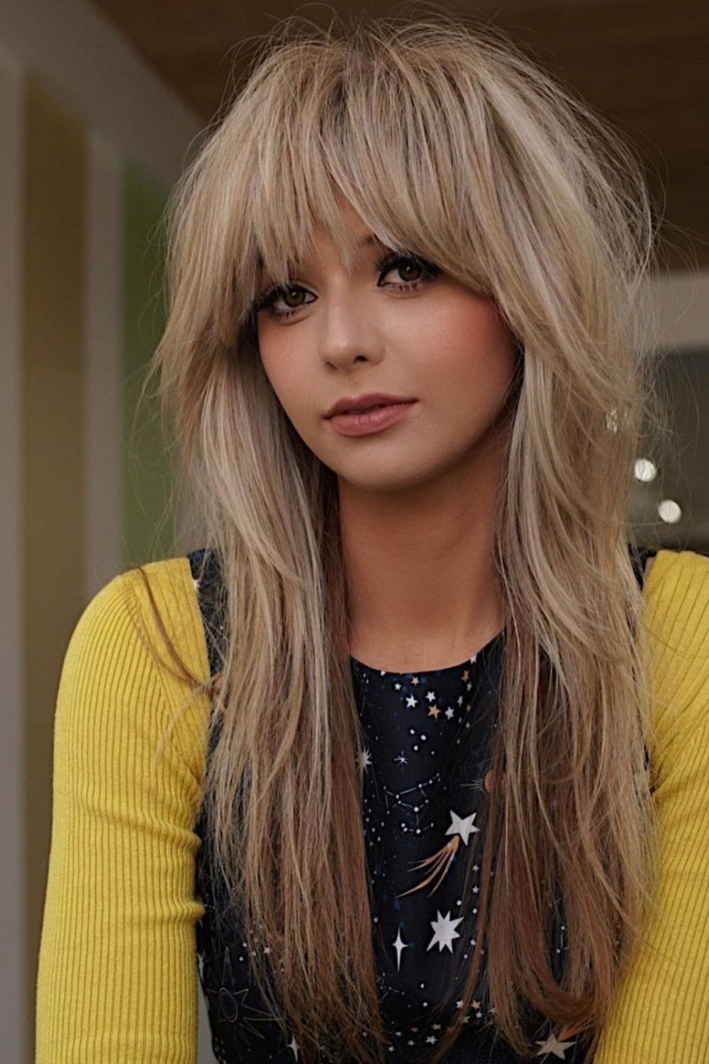 Cute Long Layered Hair with bangs for straight hair and curly hair