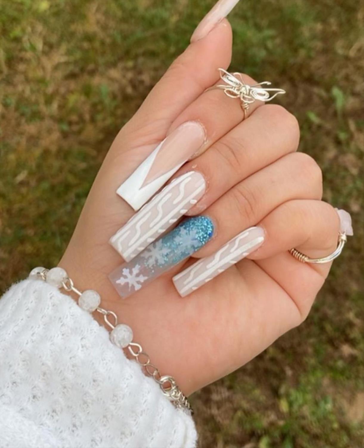 Stunning Acrylic Winter Coffin Nails Ideas for December nails art