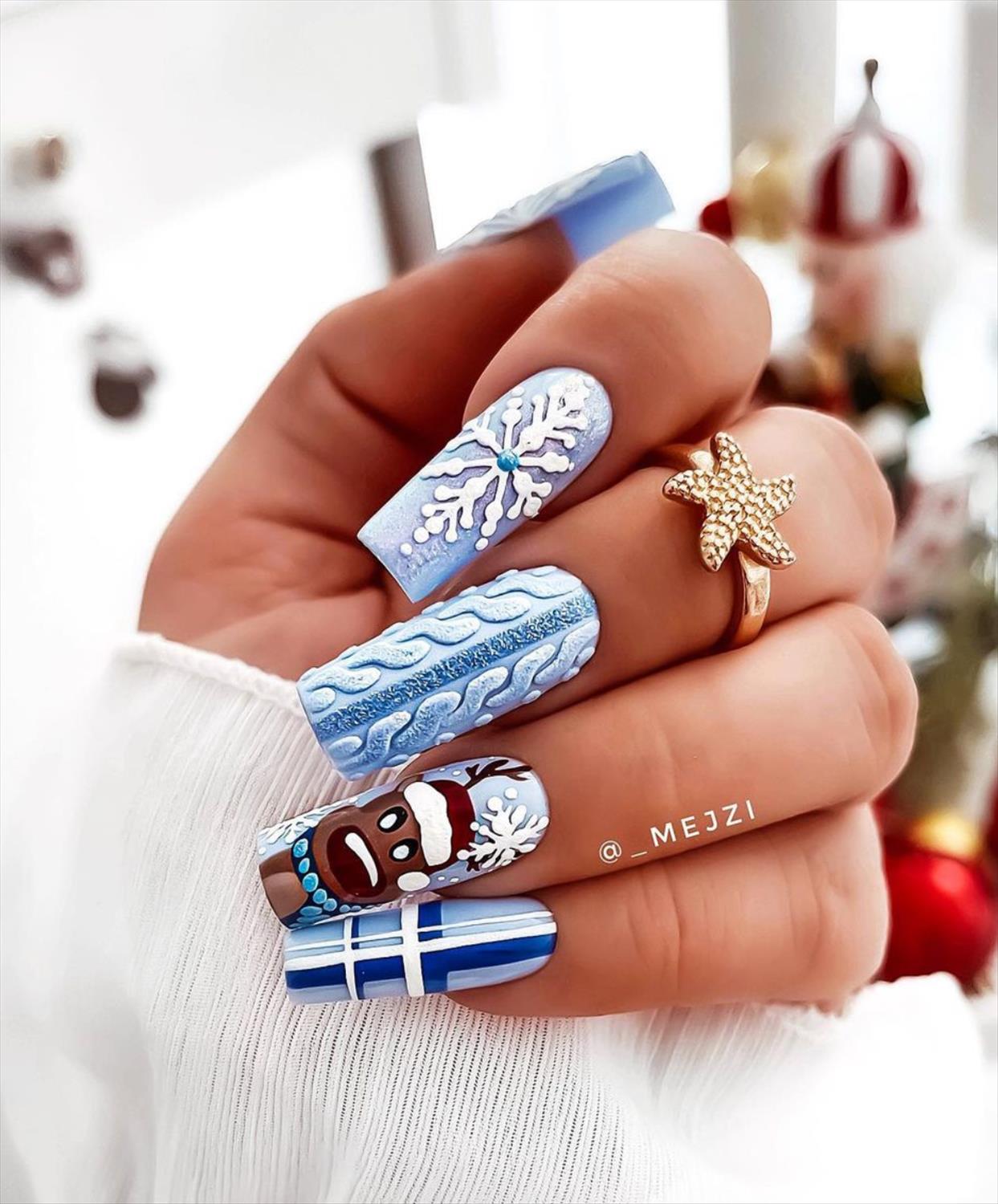 Stunning Acrylic Winter Coffin Nails Ideas for December nails art