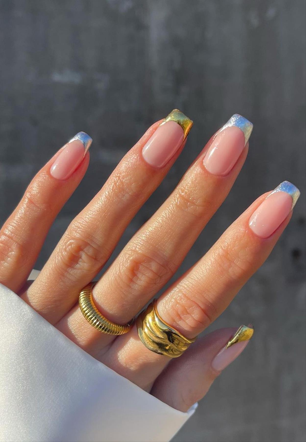 Best Short French tip coffin nails for Spring nails 2022 trends