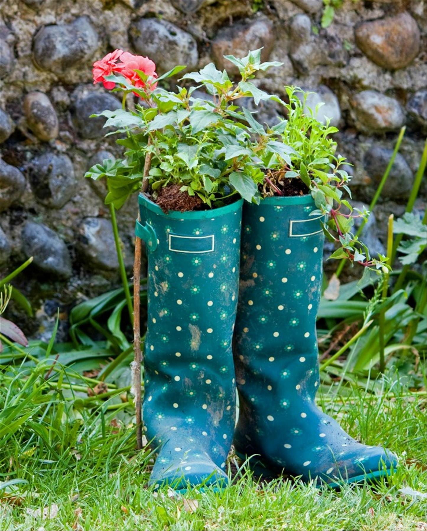 DIY plants in shoes: Recycled Footwear makes a Great Garden Planter