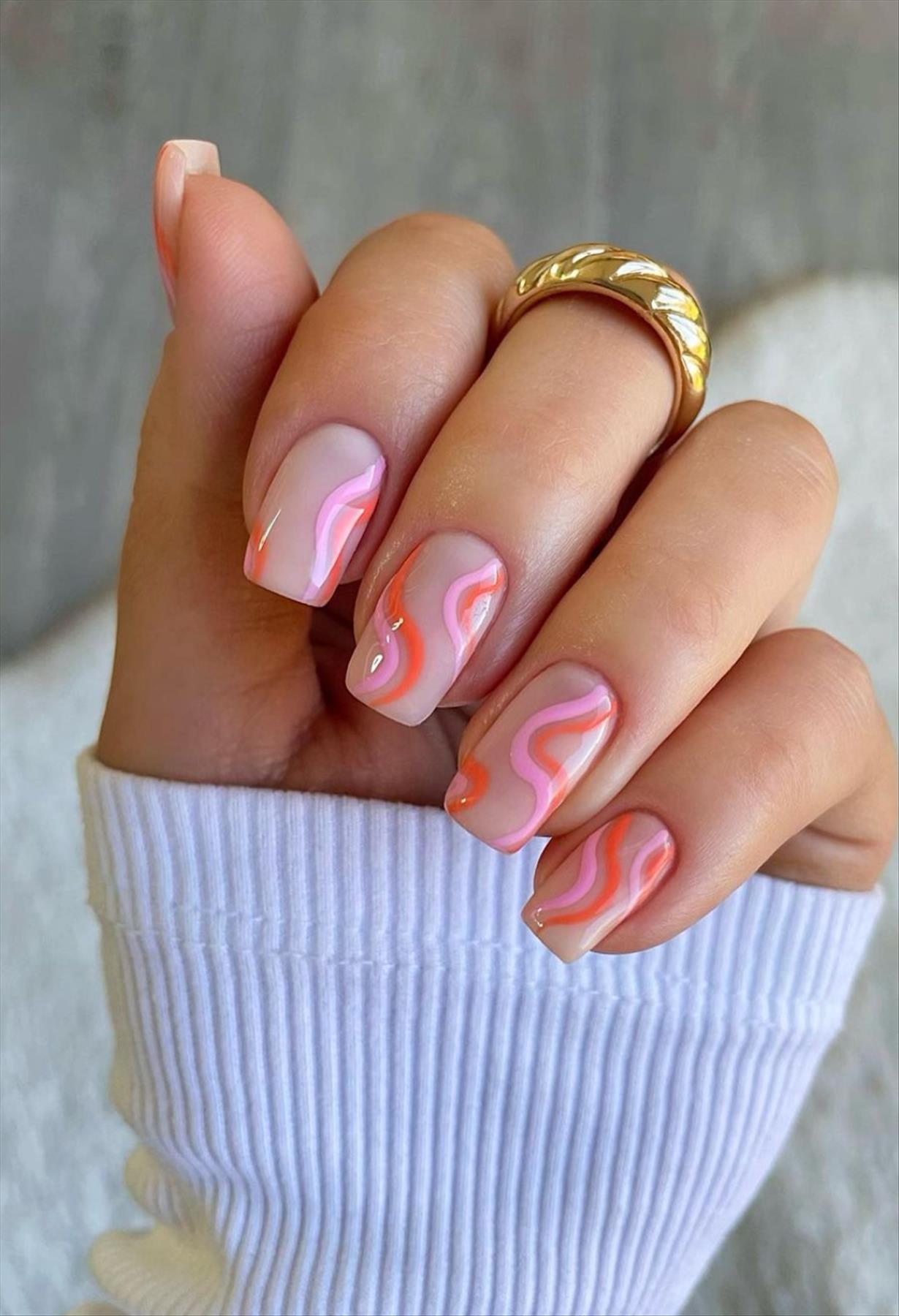  Trendy Summer Nail Designs with Short Square Nails 2022