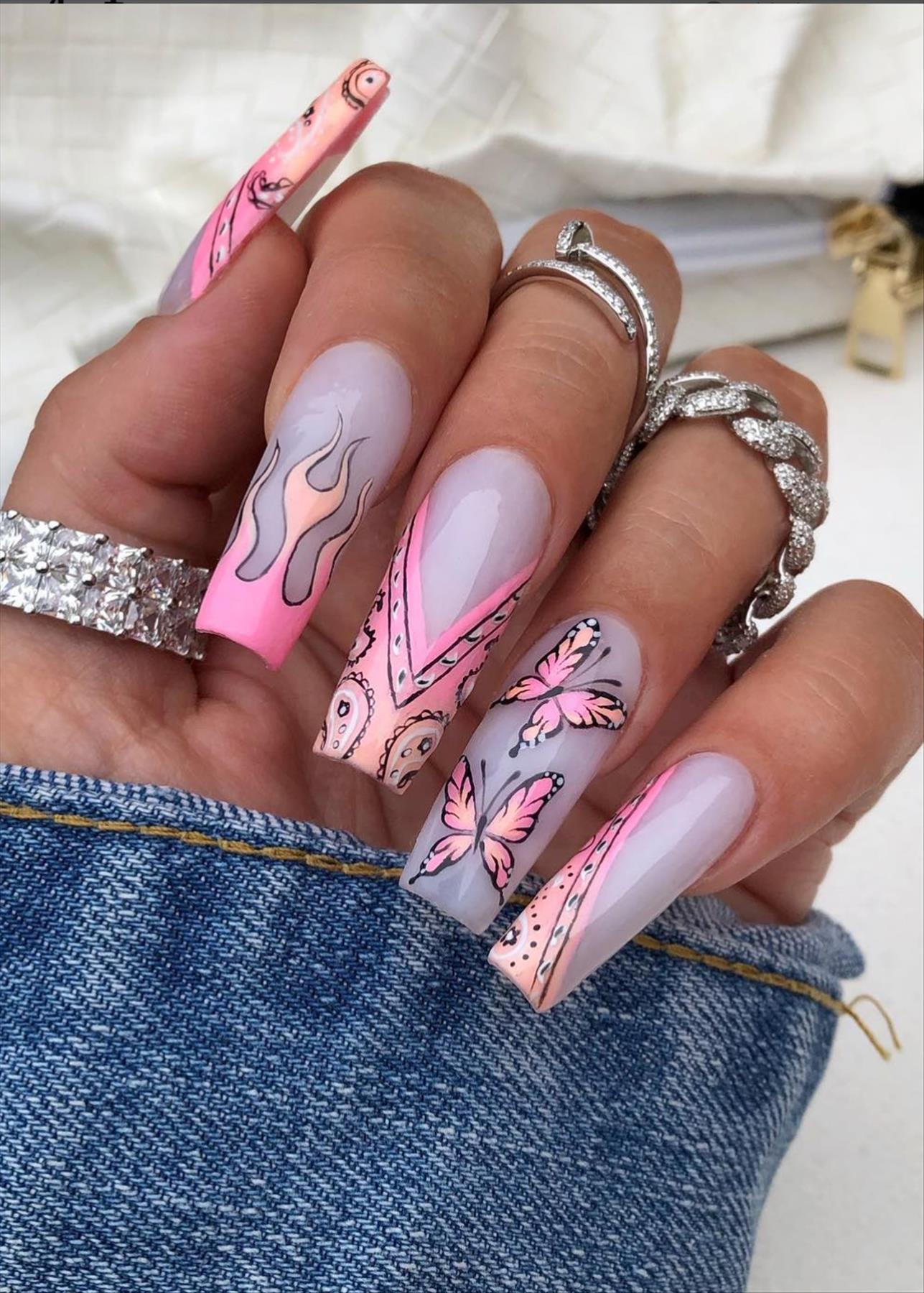 Trendy Butterfly Coffin Nails Perfect for Summer 2022