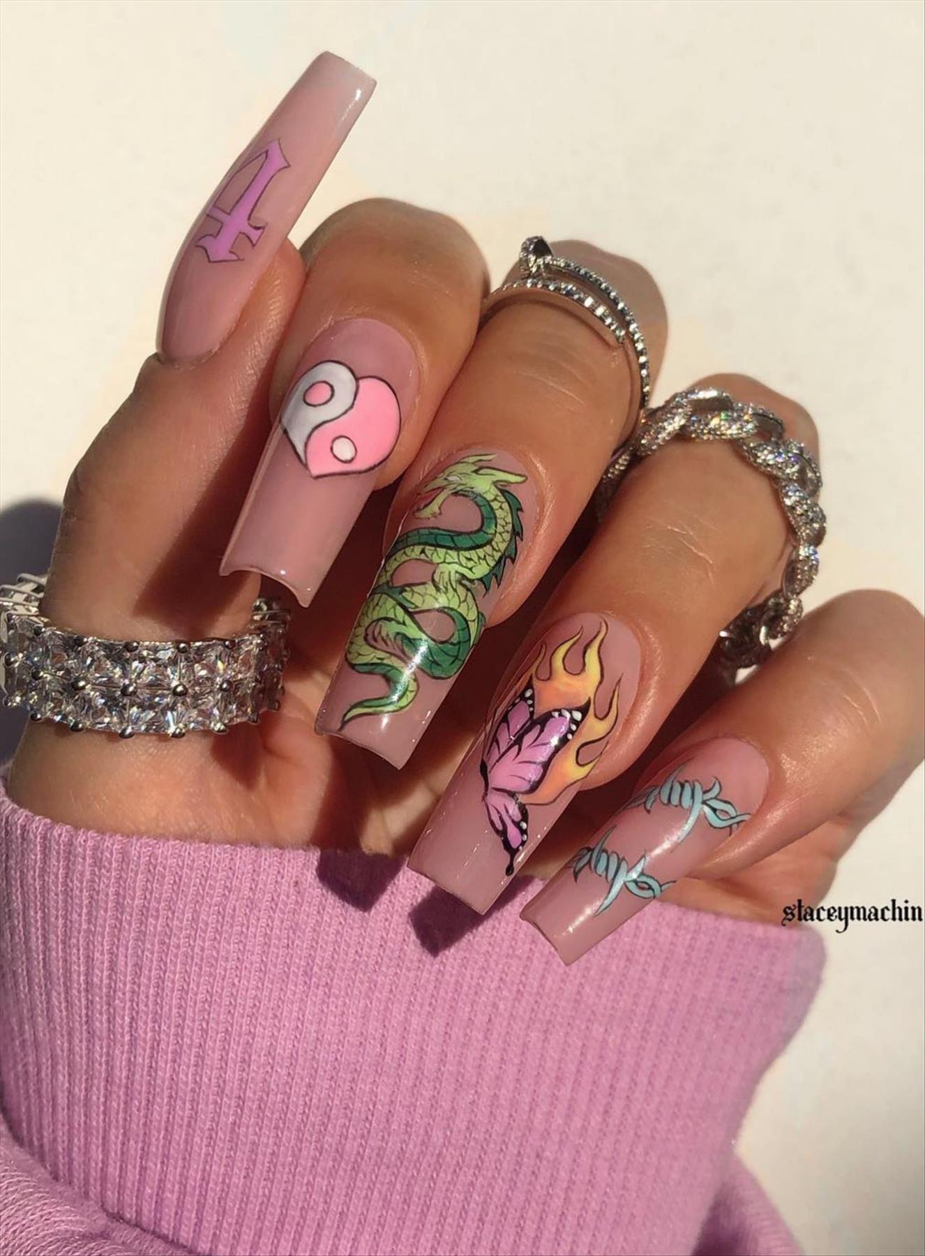 Trendy Butterfly Coffin Nails Perfect for Summer 2022