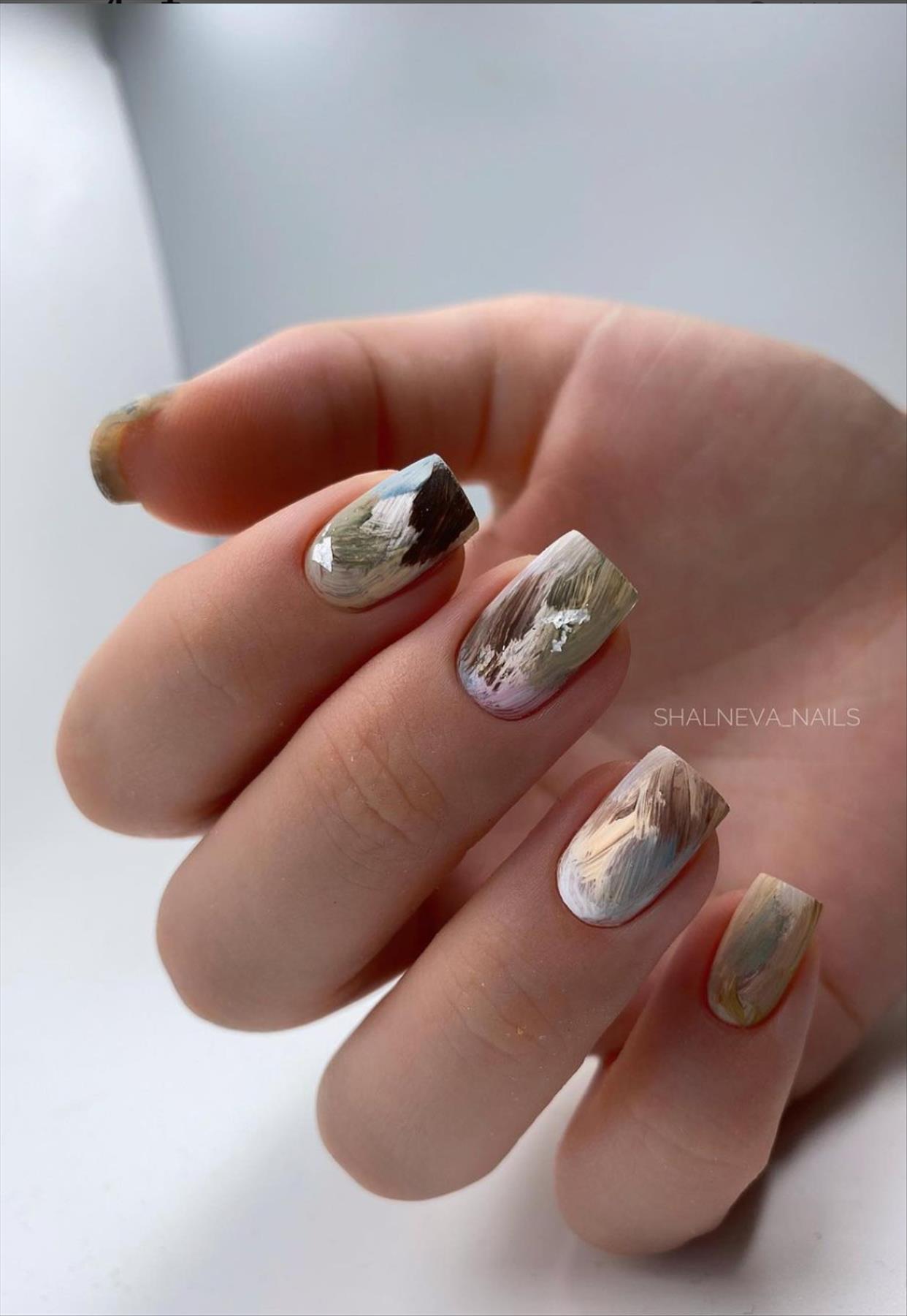 Pretty short gel nails with square nail shapes to try 