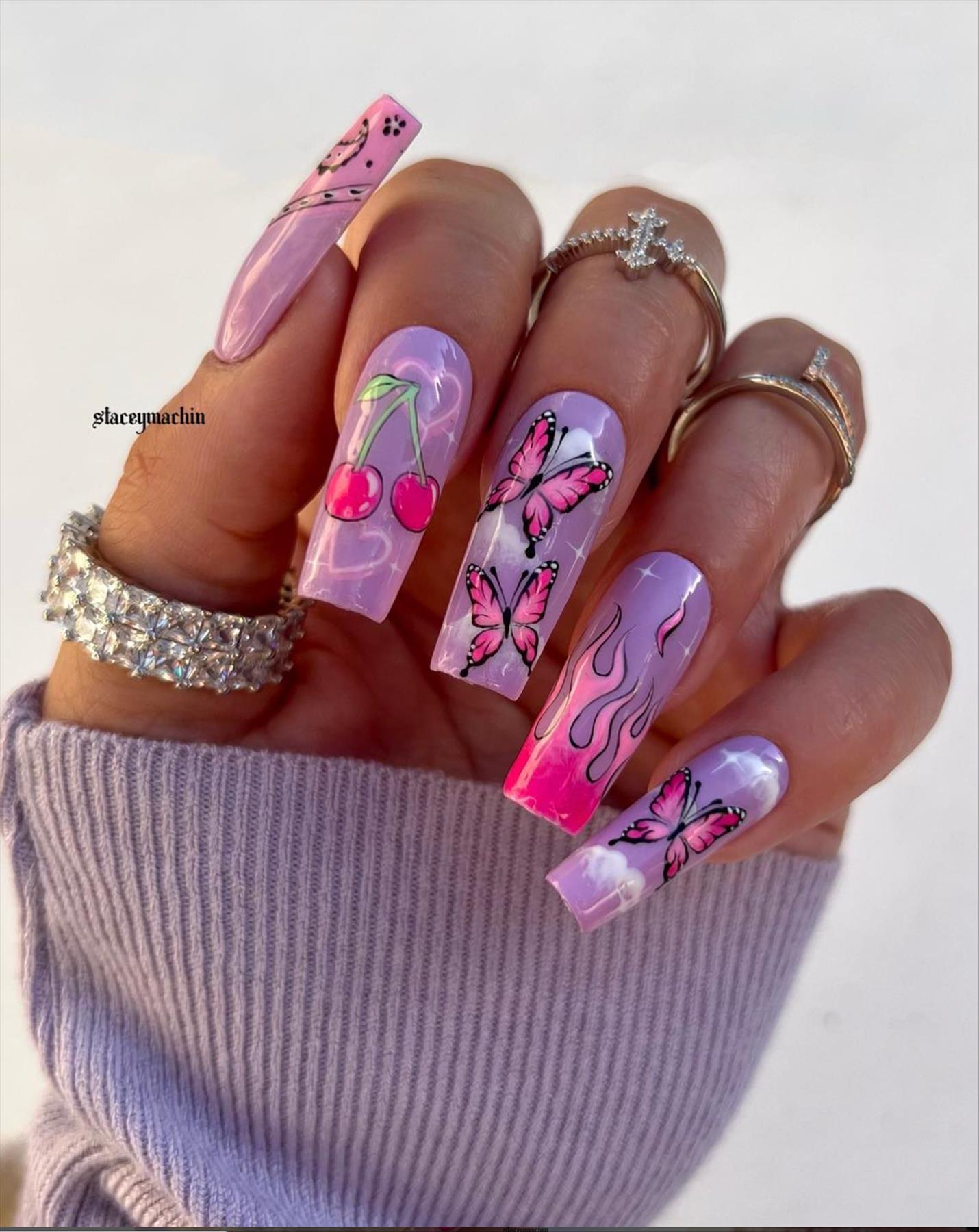 Trendy Butterfly Coffin Nails Perfect for Summer 2022