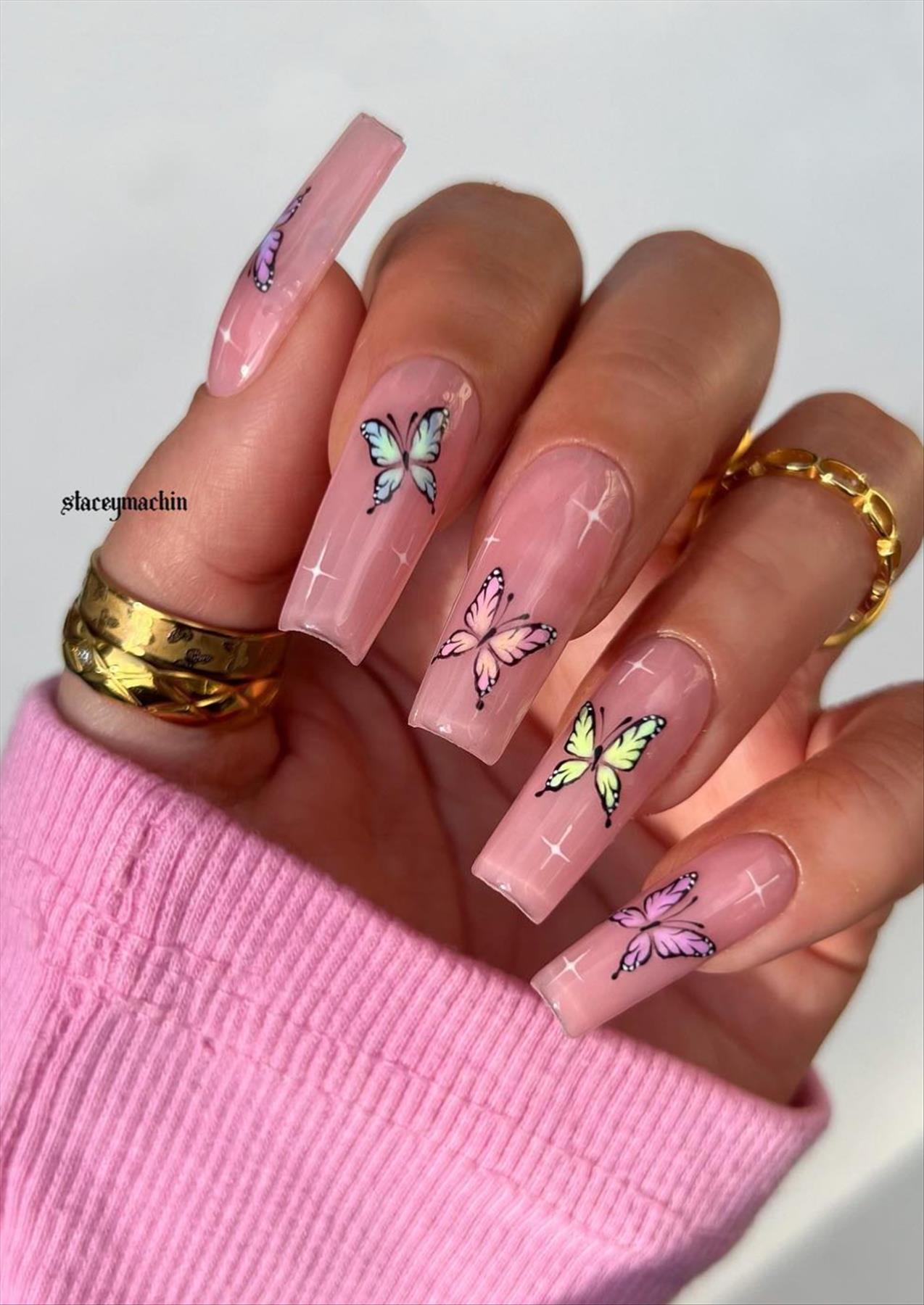 Trendy Butterfly Coffin Nails Perfect for Summer 2022