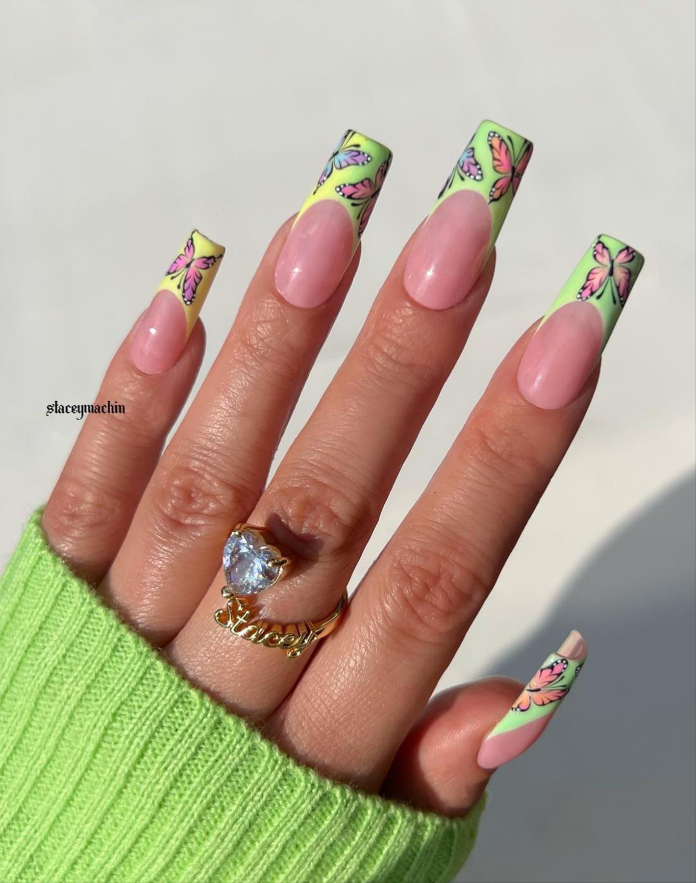 Trendy Butterfly Coffin Nails Perfect for Summer 2022