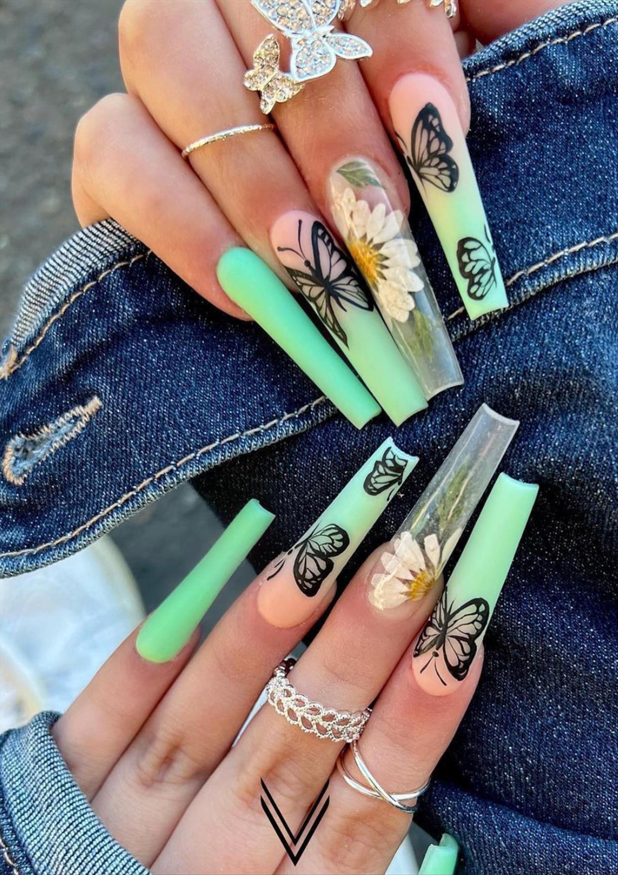 Trendy Butterfly Coffin Nails Perfect for Summer 2022