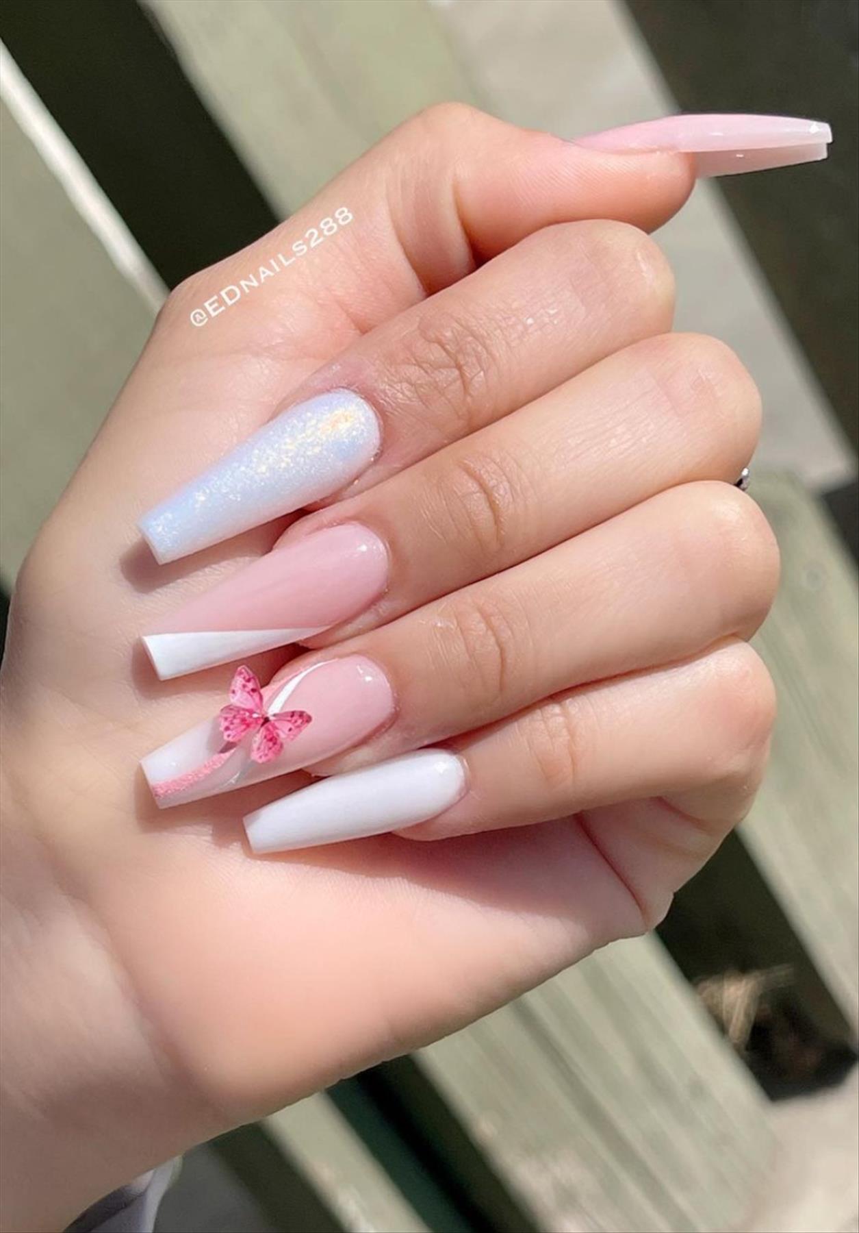 Trendy Butterfly Coffin Nails Perfect for Summer 2022