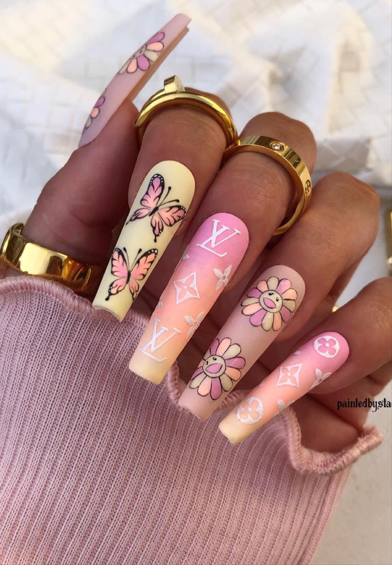 Trendy Butterfly Coffin Nails Perfect for Summer 2022