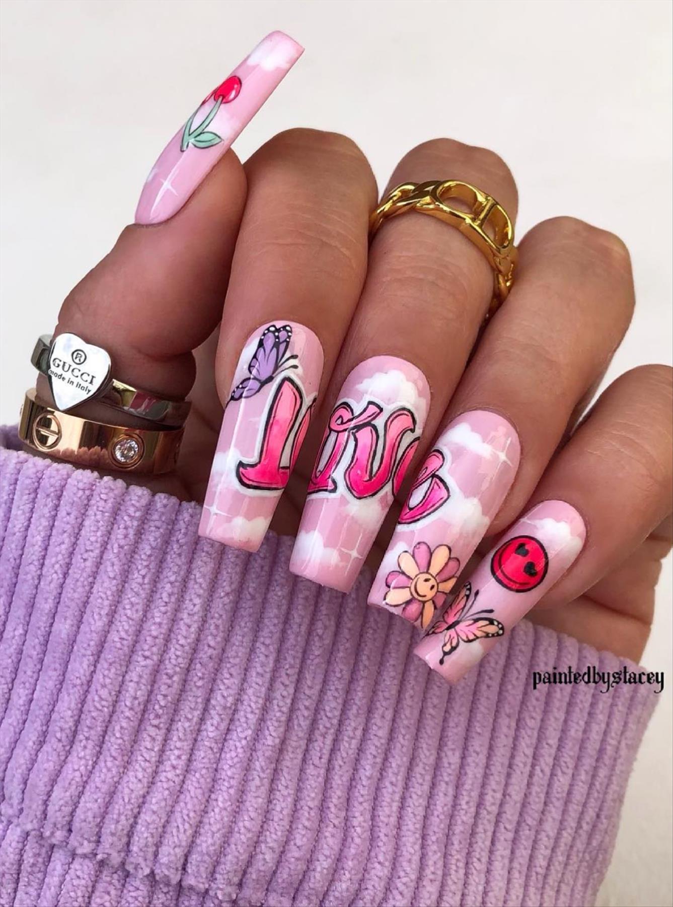 Trendy Butterfly Coffin Nails Perfect for Summer 2022