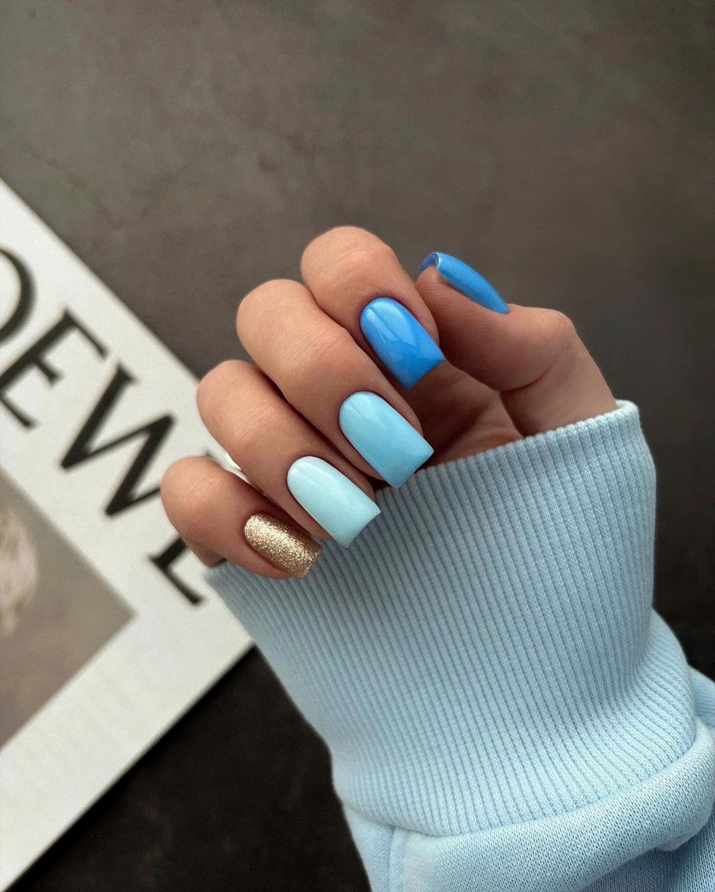 Adorable Short Blue Nails Ideas for Cooler Vibes in 2022!