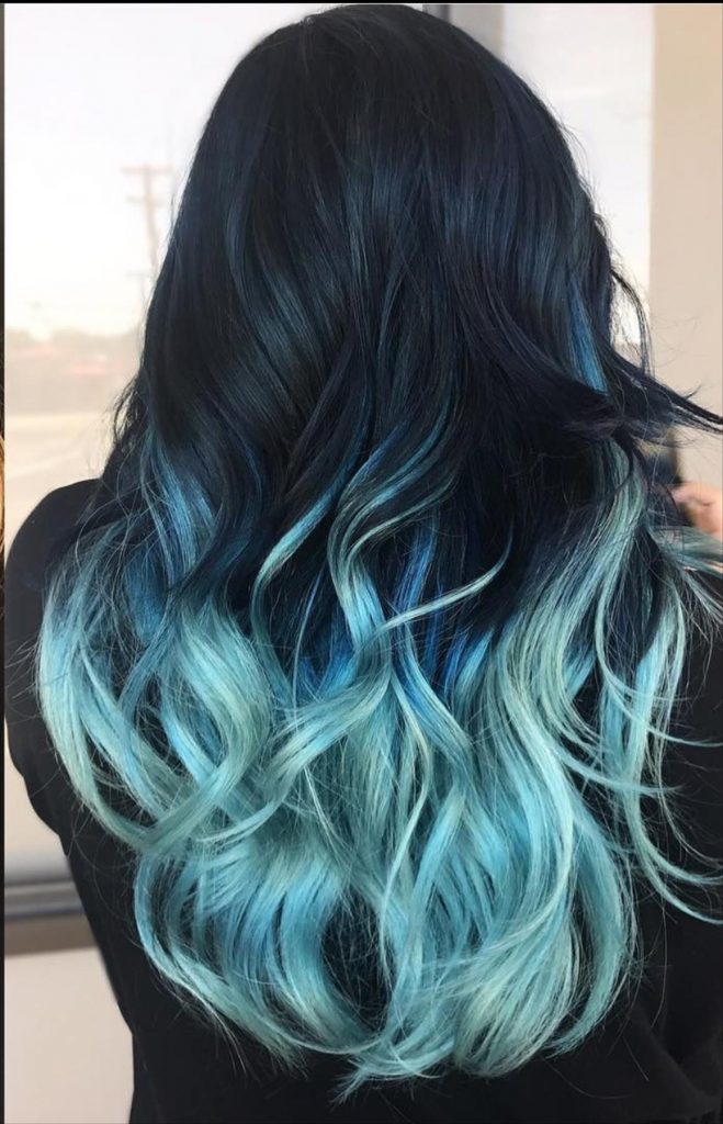 Cool two-tone hair color for brunette