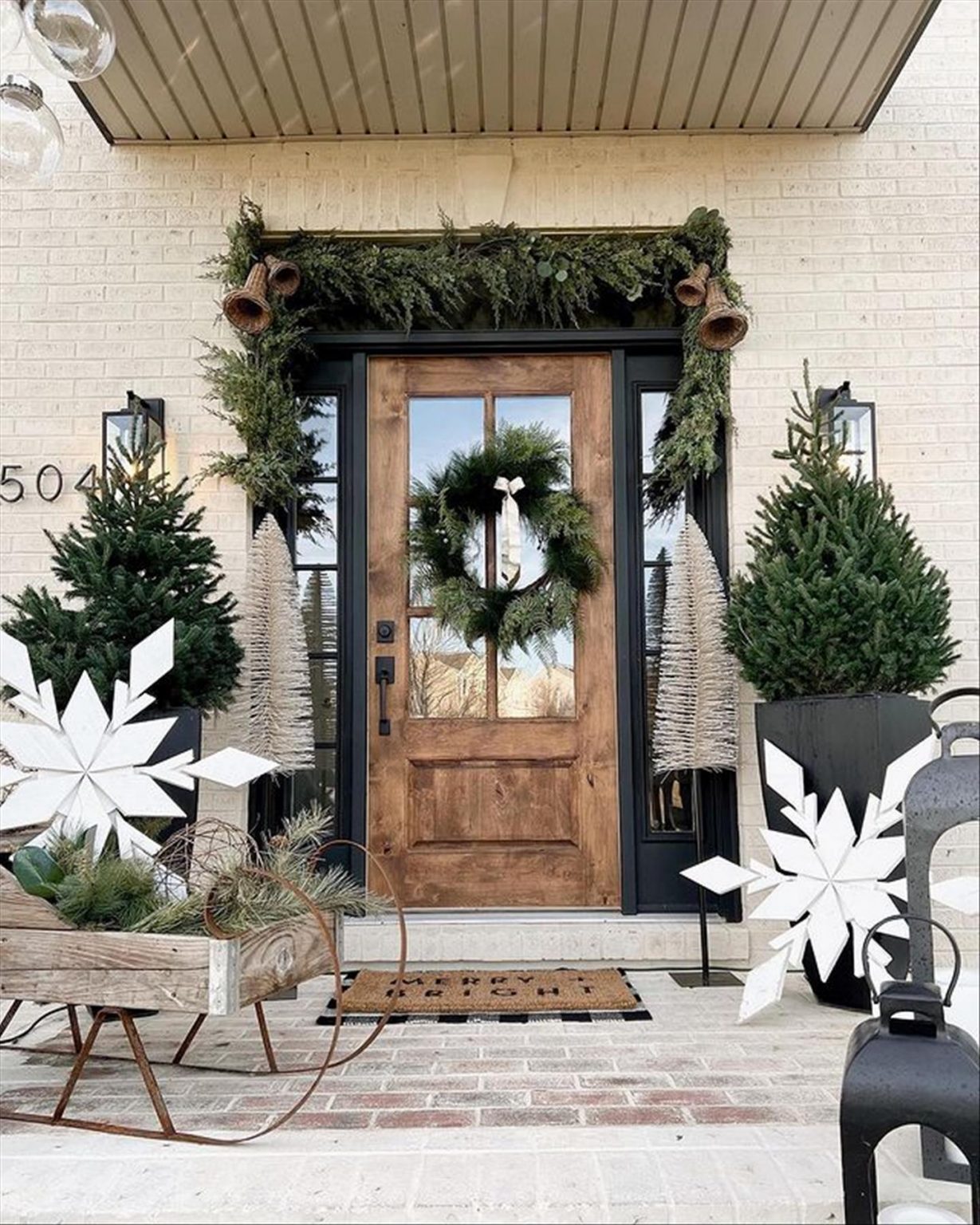 40+ Festive Christmas Front Porch Decorating Ideas Front Porch Decor Christmas
