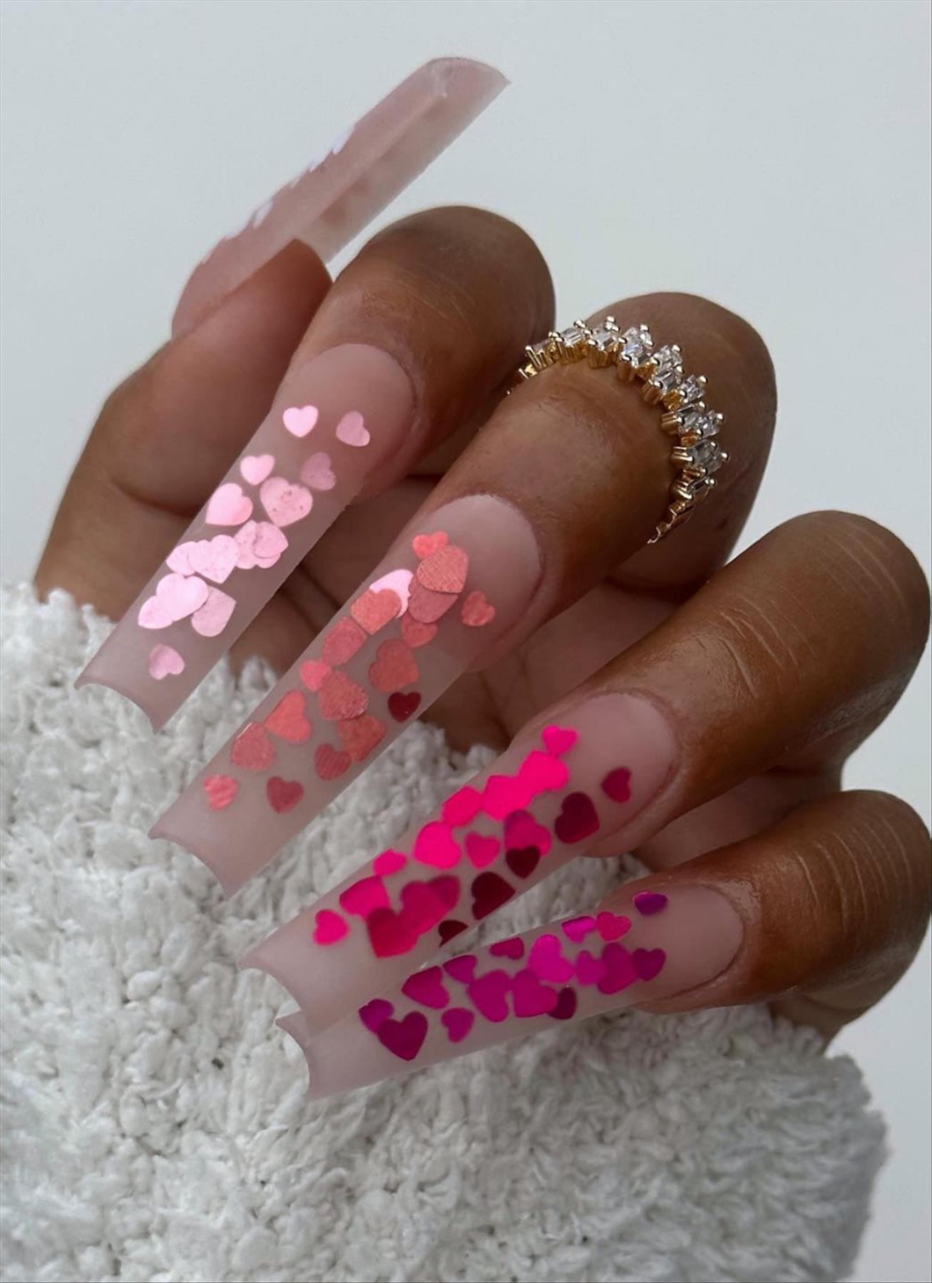 Lovely Valentine's day coffin nails design perfect for 2023