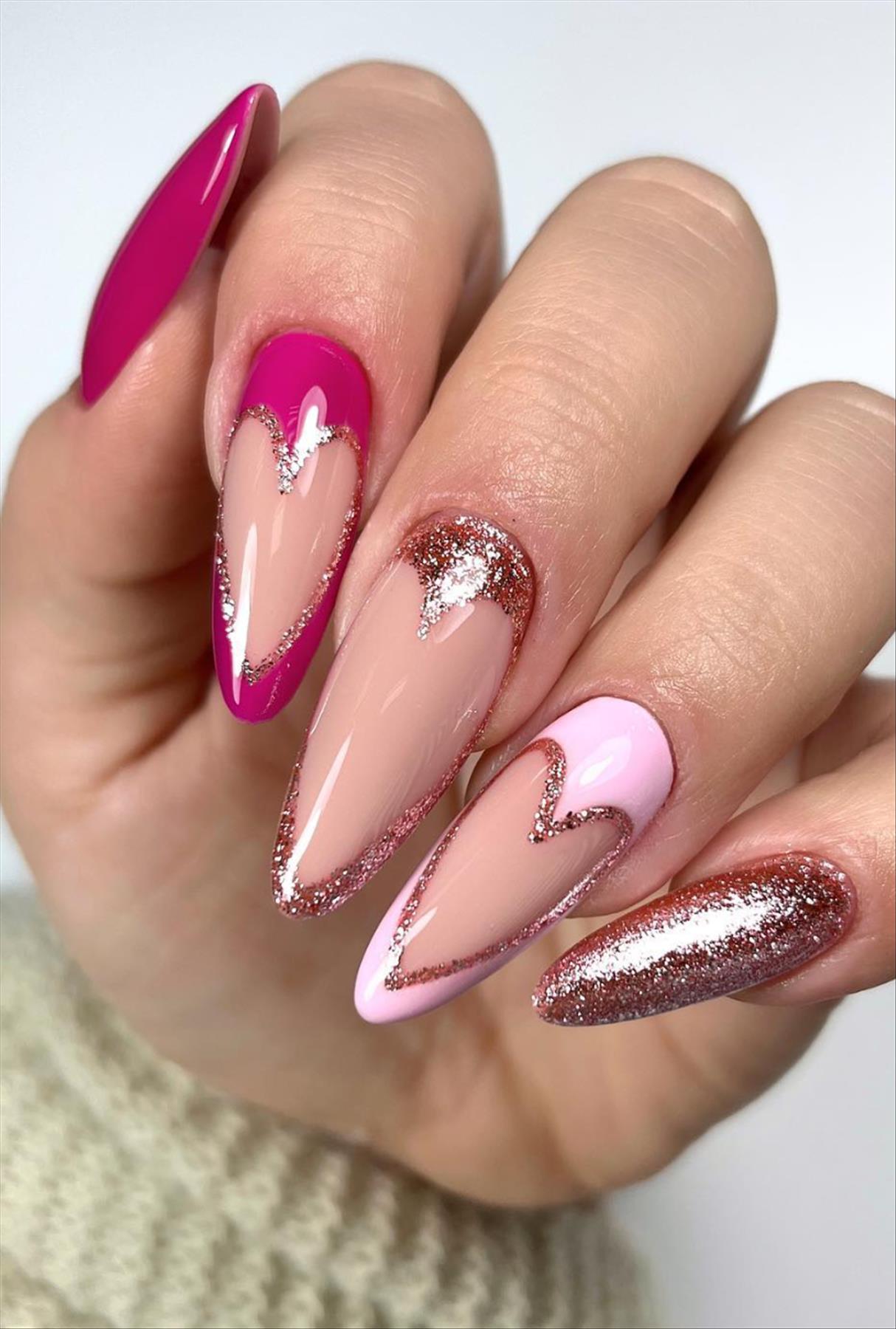 Top 31 heart nails for Valentine's Day nail designs 2023 inspiration