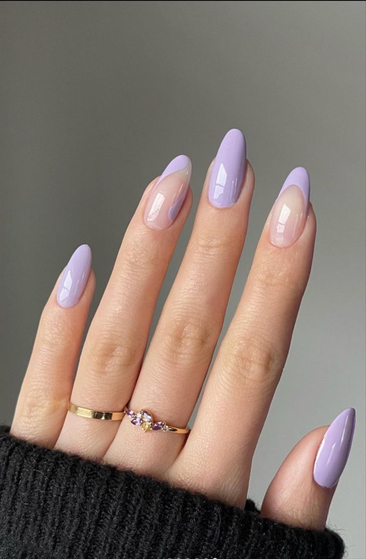 Elegant nude almond nails design for Spring mani 2023