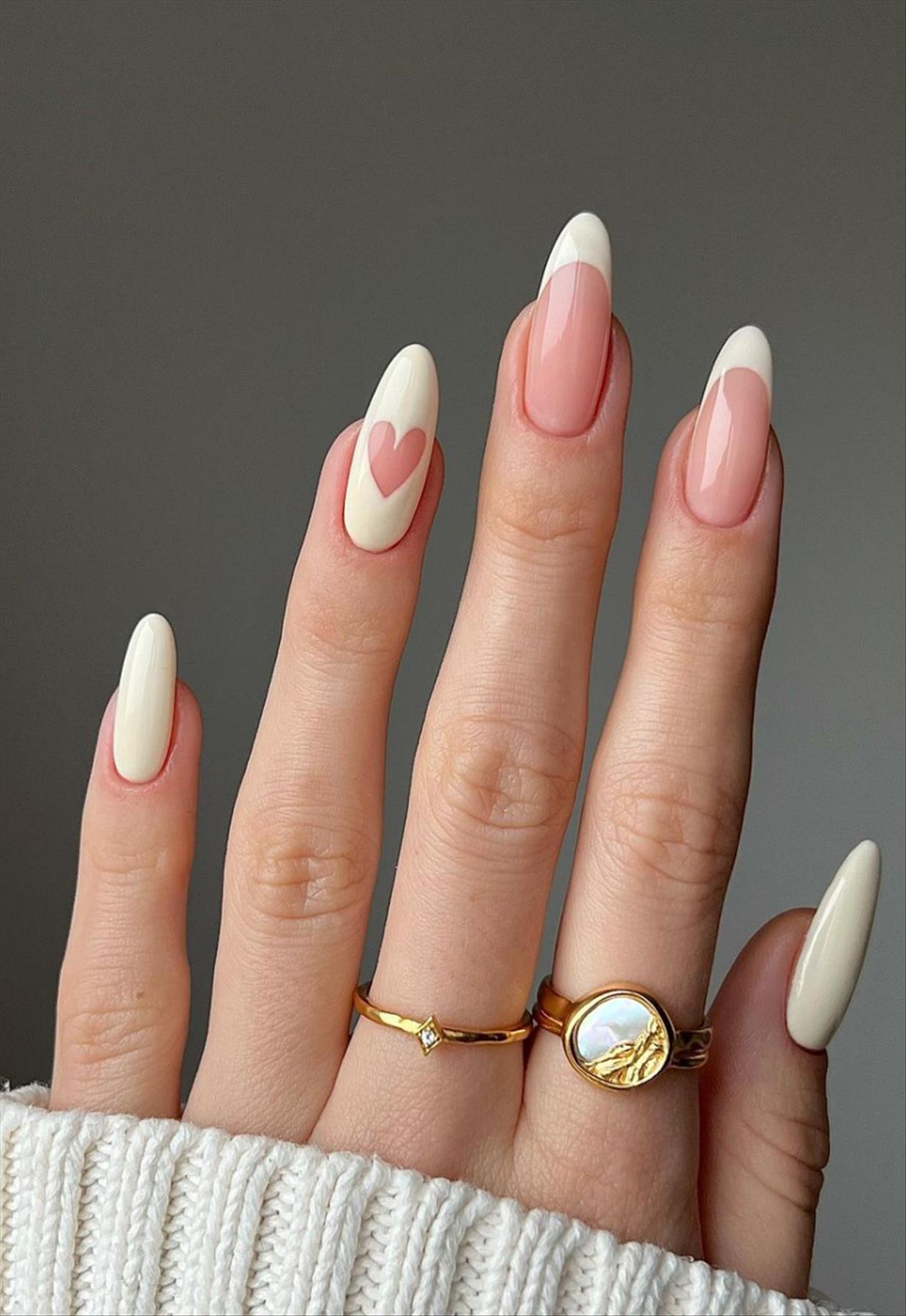 Elegant white Valentine's Day nail designs you'll love