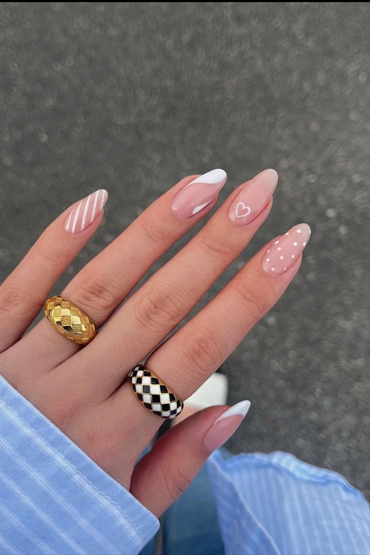 Elegant white Valentine's Day nail designs you'll love