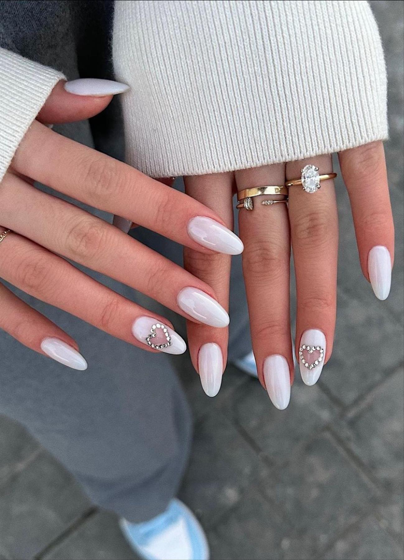 Elegant white Valentine's Day nail designs you'll love