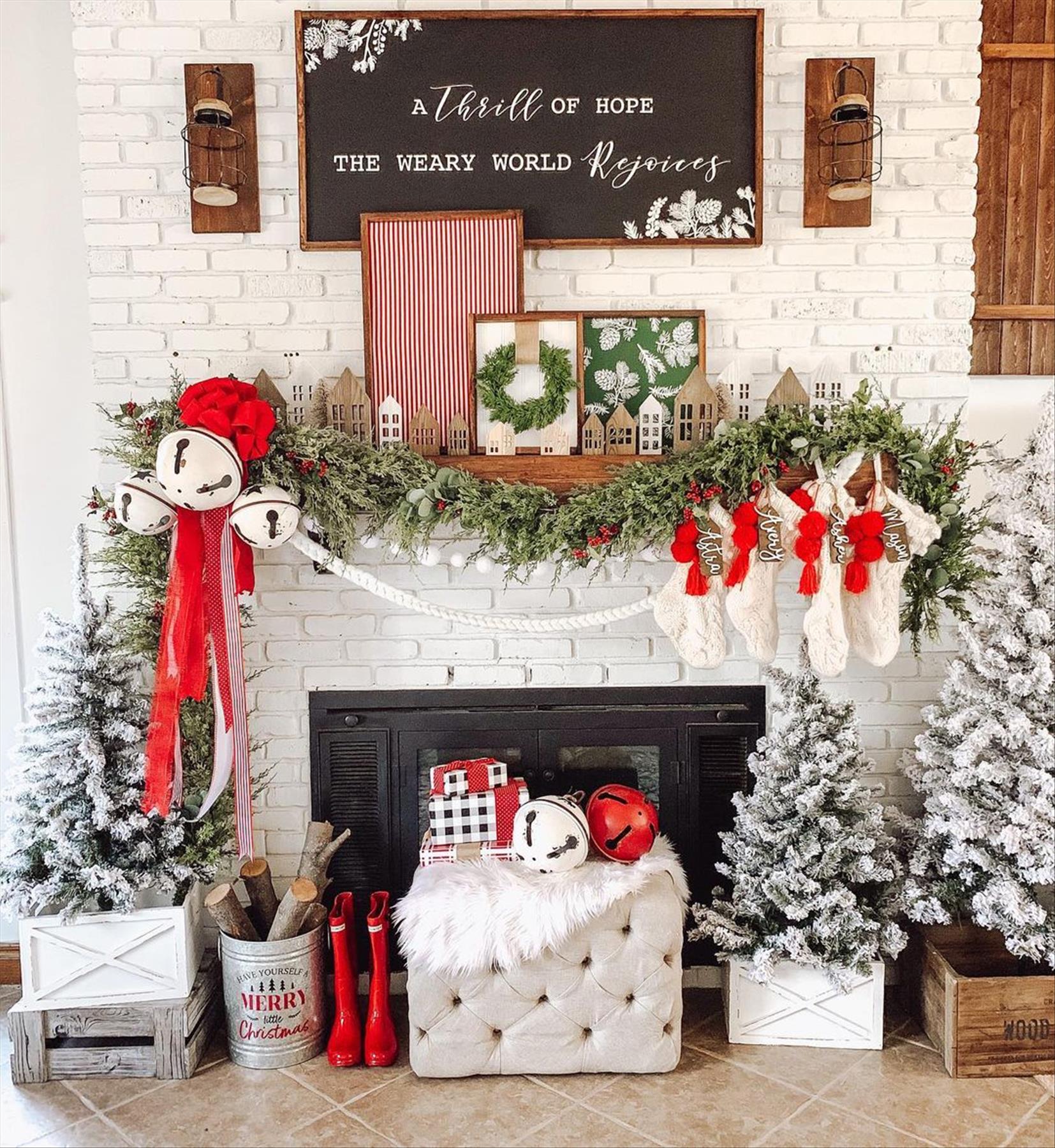  Festival Christmas Fireplace and Mantel Decoration Ideas For 2023