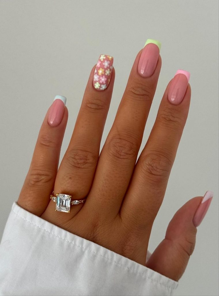 43 Trendy Spring flower nails 2024 trends you'll love