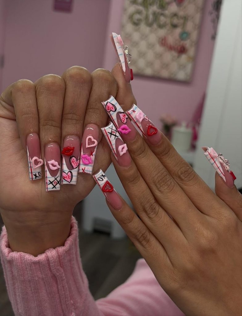 Perfect Long Valentine's Day nail Ideas to wear in 2025