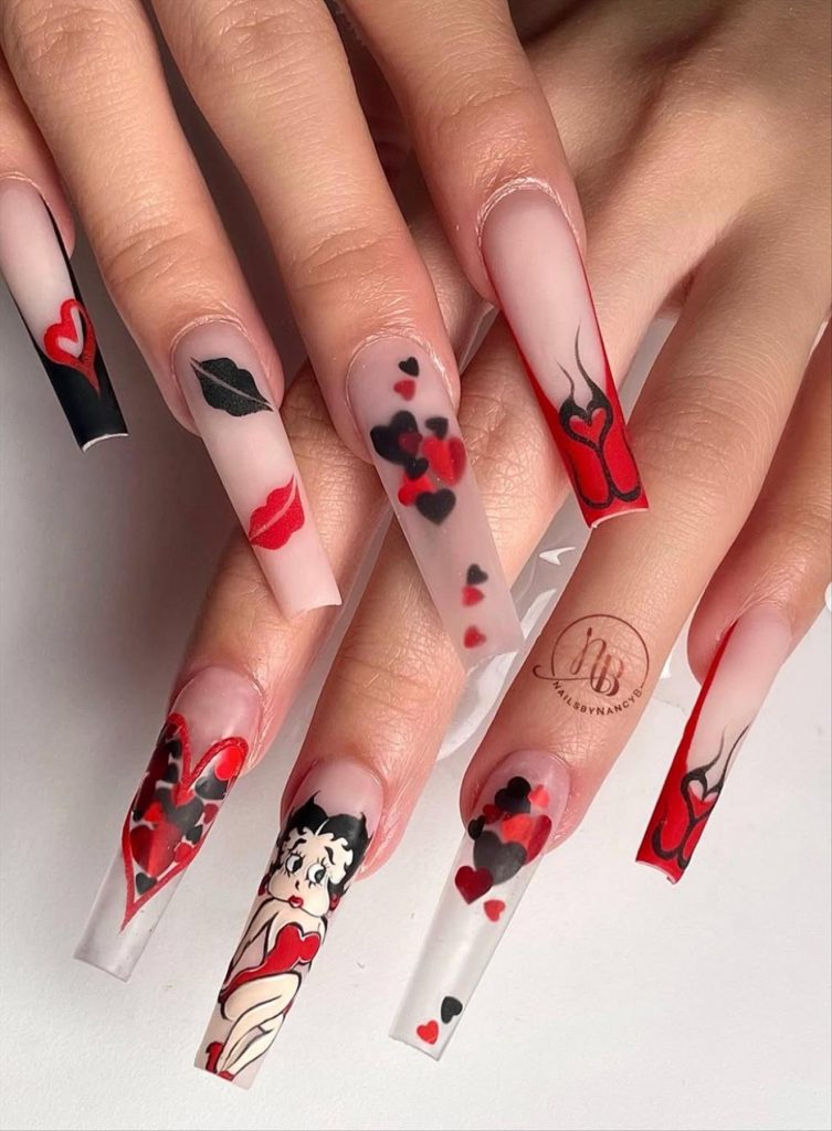 Perfect Long Valentine's Day nail Ideas to wear in 2025