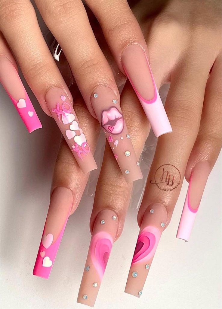 Perfect Long Valentine's Day nail Ideas to wear in 2025