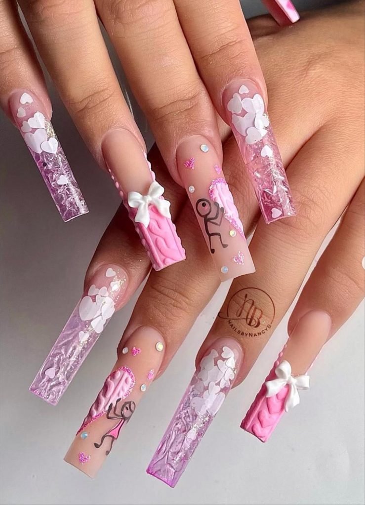 Perfect Long Valentine's Day nail Ideas to wear in 2025