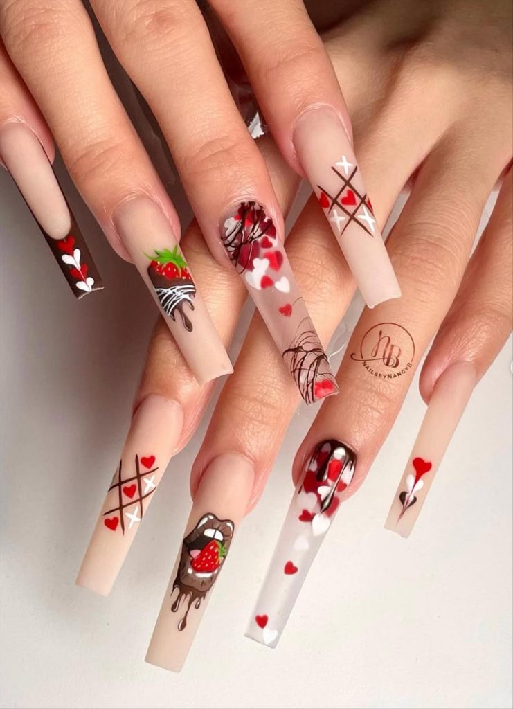 Perfect Long Valentine's Day nail Ideas to wear in 2025