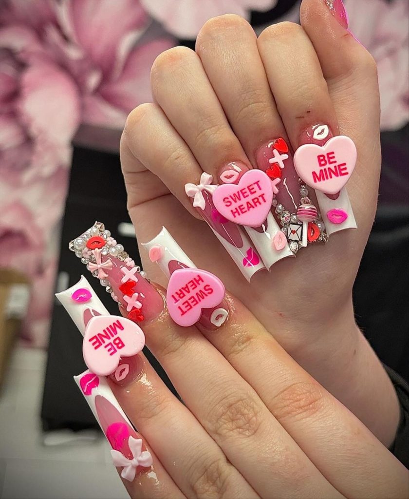 Perfect Long Valentine's Day nail Ideas to wear in 2025